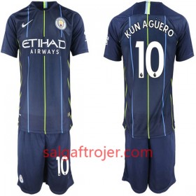 Manchester City Fodboldtrøjer Aguero 10 Børn Udebanesæt 2018/19 Kort ærmer